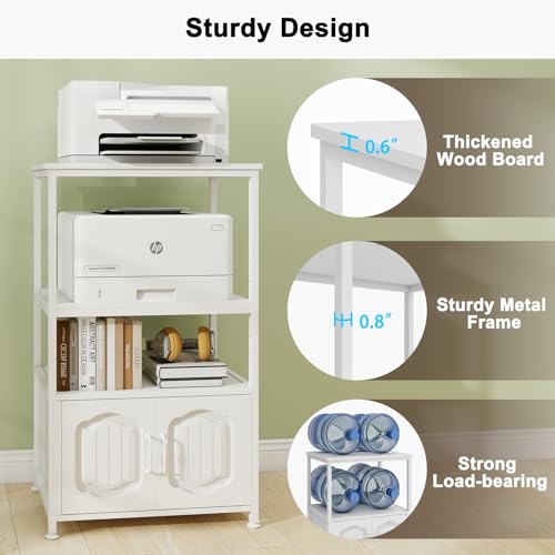 Image of Natwind 4 Tier Printer Stand, File Cabinet w /Adjustable Open Shelves,White