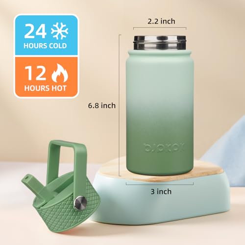 Image of BJPKPK Insulated Water Bottle, 15oz Stainless Steel with Straw Lid