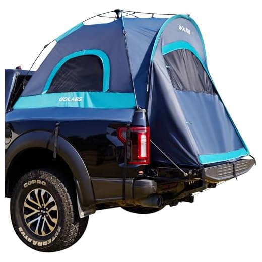 Golabs Truck Bed Tent for 5.5-6.5 Ft Bed, Pre-assembled Design for 5-Minute Easy Setup, Waterproof PU2000mm, 2-Person Portable with Extra Rainfly Cover for Camping & Outdoor, Includes Storage Bag Blue