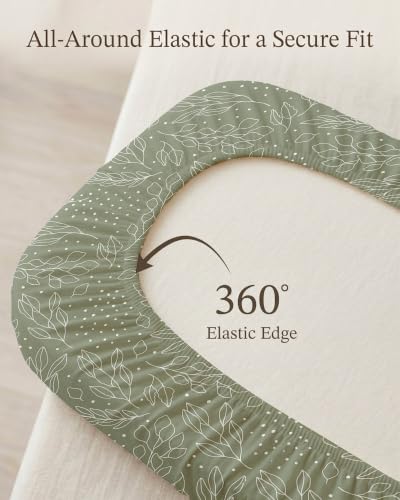 Image of Bedside Bassinet Sheets 2 Pack, 33 x 20 Fitted Bedside Sleeper Sheets, Ultra Soft Breathable Polyester, Ideal for Baby Girl or Boy and Newborns (Sage Trail, Bedside Sleeper Sheet)