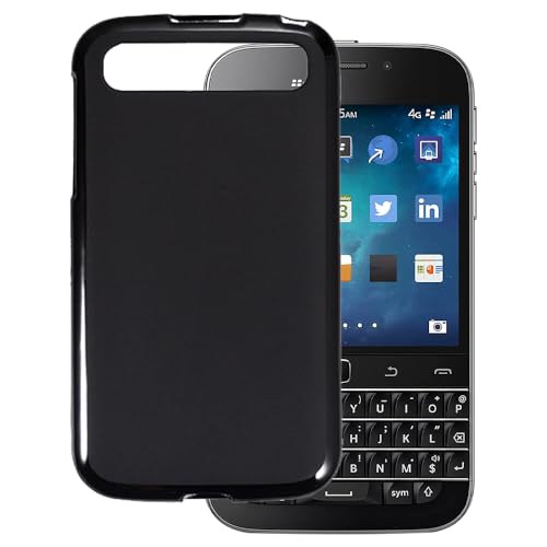 OAGELIM Hülle kompatibel mit BlackBerry Classic Q20 Hülle Stoßfeste TPU Weiche Flexible Schützende Handyhülle mit Kratzfestigkeit & Militärischer Fallschutz (Schwarz)