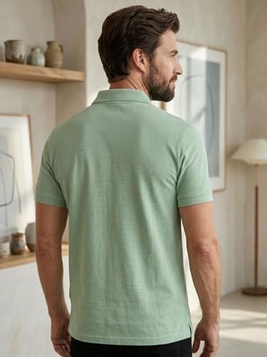 Image of Lux Cozi Men's Polo T-Shirt Regular Fit Half Sleeves with Pocket | Cotton Blend Polo Neck Collar T-Shirt for Men | Casual, Office Comfortable Breathable T-Shirt | Stylish Plain Tee