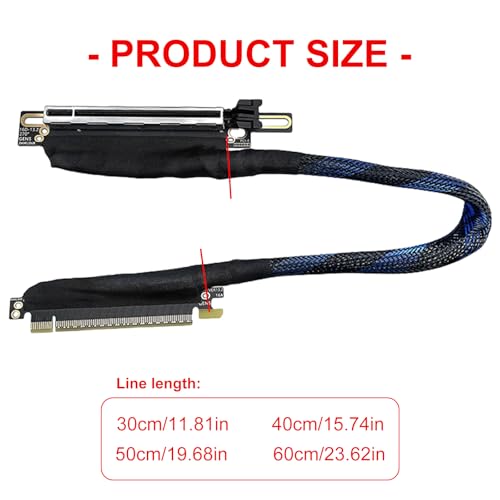 Cable de extensión PCIe 5.0 X16 con conectores de metal y revestimiento trenzado para tarjetas 3