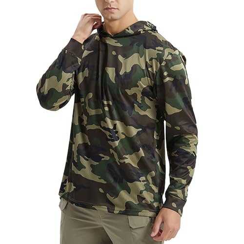 Men's Camo Hoodies Lightweight Hunting Shirts Thin Quick Dry Camouflage Hoodie Long Sleeve Hooded Shirts2