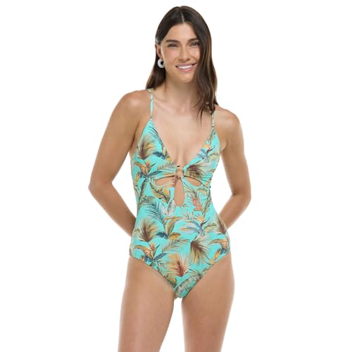 Maddie V-Neck One-Piece Swimsuit with Cut-Out and Ring Detail