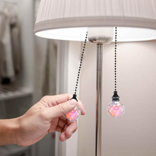Image of MECCANIXITY 4Pack Ceiling Fan Pull Chain, 12 Inch Decorative Ornaments Diamond Pendant Pull Chain Extension for Ceiling Fans Light Lamp, Amber