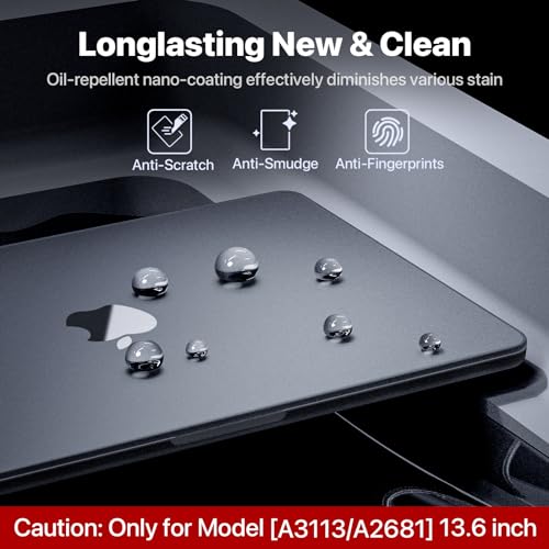 Image of Soonjet for MacBook Air 13 Inch Case M5-M2 2026-2022, Black Hard Shell | Easy to Snap On, Closes Seamlessly, Scratch Resistant, Non-Slip Pads, Includes Keyboard Cover, for A3449 A3240 A3113 A2681