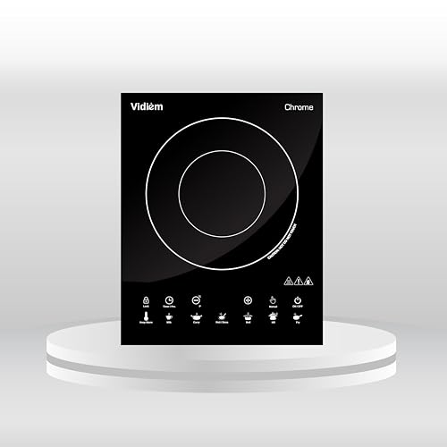 Image of Vidiem Chrome 2100W Induction Cooktop | Premium Touch Panel with LCD Display | Multiple Power Levels | Indian Menu Presets | Auto Shut-Off | 2-Year Warranty | Black