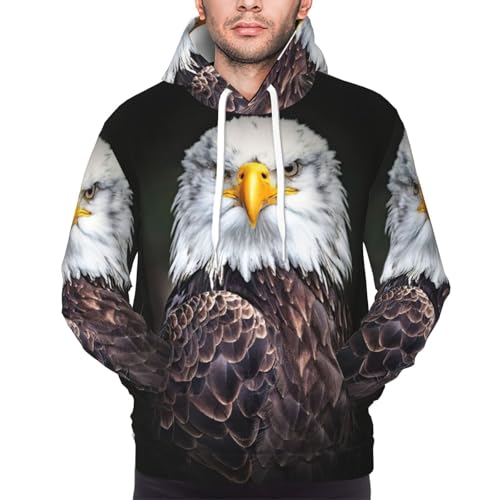 Sweat à capuche aigle blanc homme - Pull à cordon de serrage confortable