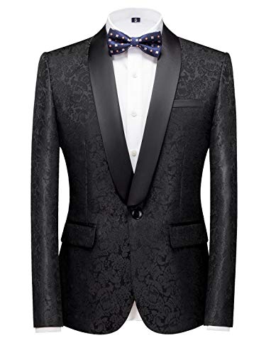 MOGU Mens Tuxedo Suit Jacket Slim Fit Shawl Lapel Wedding Party Dress Blazer