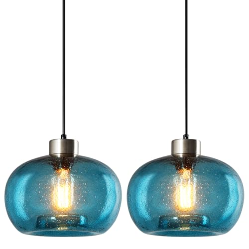 Lbsqj Blown Glass Pendant Lights Kitchen Island Modern Brushed Nickel Pendant Light Farmhouse Pendant Lighting For Dining Room Bedroom cover