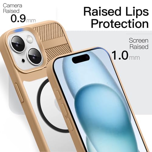Image of KARWAN️ Magnetic Clear Back Case Cover for iPhone 15 (6.1-Inch-) |Acrylic Transparent Slim | Shockproof iPhone 15 Mobile Phone Back Cover [Clear Back] [TPU + Pc] [Brown]