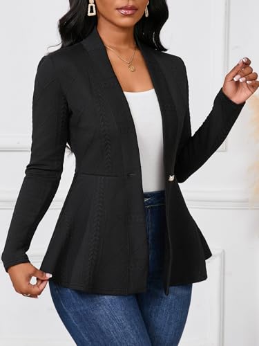 Women Casual Blazers Button Knit Lightweight Business Cardigan Jackets Blazer for Work2
