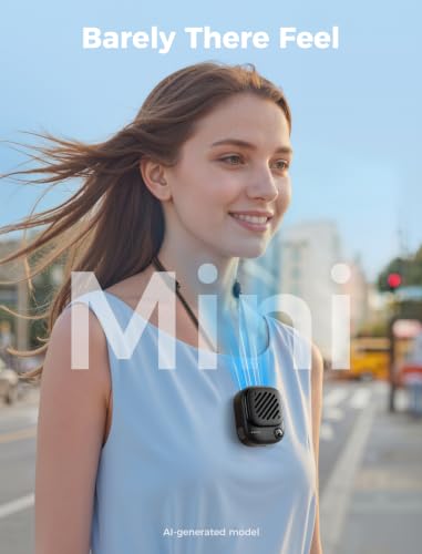 Image of Aecooly Mini Portable Neck Fan, Mighty Hands Free Fan, Magnetic Fit Click 01 USB Rechargeable [10H Max Cooling Time], Personal Battery Powered, Pocket for Travel, Summer, Gifts for Women -Black