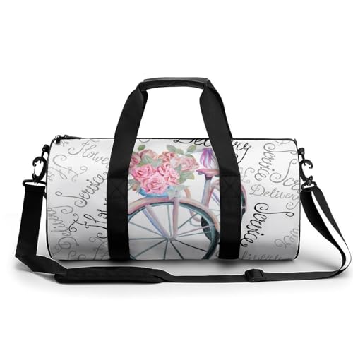 Sac de sport gym motif fleur bicyclette 45cm parfait pour le weekend