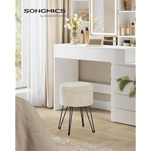 Songmicsvanitystoolchairsmallottomanstoolwithstoragevanitychair154diax174inches4metallegsformakeuproomforlivingroombedroomcreamwhiteulom002w01 Urban Country Home Decor Songmics vanity stool chair small ottoman stool with storage vanity chair 154 dia x 174 inches 4 metal legs for makeup room for living room bedroom cream white ulom002w01 urban country home decor