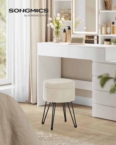 Songmicsvanitystoolchairsmallottomanstoolwithstoragevanitychair154diax174inches4metallegsformakeuproomforlivingroombedroomcreamwhiteulom002w01 Urban Country Home Decor Songmics vanity stool chair small ottoman stool with storage vanity chair 154 dia x 174 inches 4 metal legs for makeup room for living room bedroom cream white ulom002w01 urban country home decor