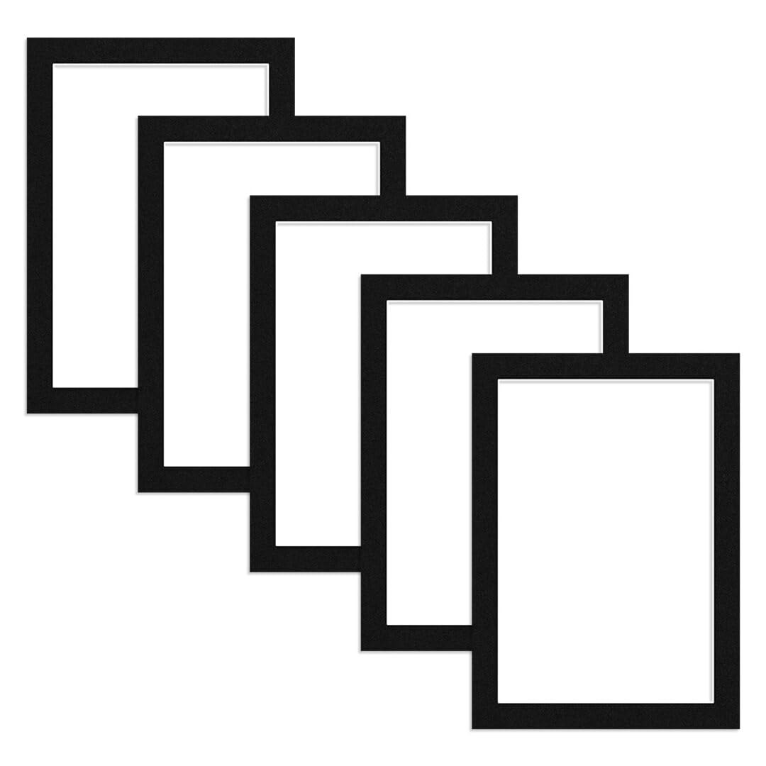 Alison Kingsgate 7X5 Black Picture Mount for frames - 6X4 Aperture - Pack 5