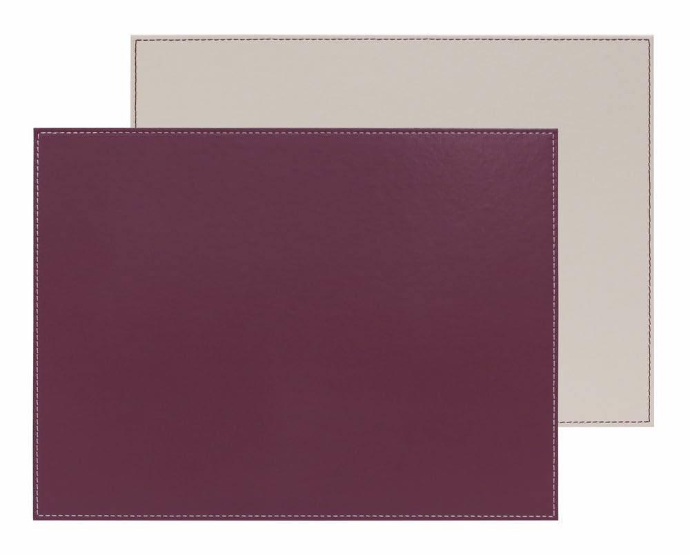 FreeForm Reversible Faux Leather Placemat, Plum/Stone, 40x30cm