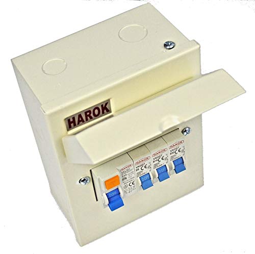 Harok - Metal Mini Garage Consumer Unit Complete with 63a RCD & 3 MCBs (6a,16a & 32a)