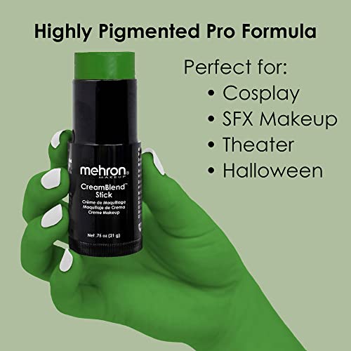 Image of Mehron Makeup CreamBlend Stick | Face Paint, Body Paint, & Foundation Cream Makeup | Perfect for Halloween .75 oz (21 g) (Green) | Made in the USA