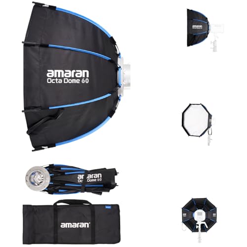 Image of Amaran Octa Dome 60, 2ft (60cm) Foldable Quick-Setup Octagonal Bowens Mount Softbox for Portrait Photography, Interviews & Tight Space Shoots with Diffusion, Light Control Grid, & Carrying Bag