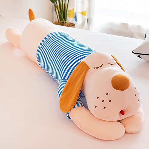 Oreiller de couchage long en forme de grand chien en peluche douce de 90 cm