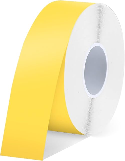 Etykieta na taśmę maszynową, SUPVAN E10 Adaptowana etykieta, ciągły rozmiar kart do druku 15 mm x 6 m, termiczny wodoodporny laminat samoprzylepny Multi-obiekt (żółty)