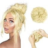 Haironline Scrunchie Bun Up Do Hair Piece Hair Ribbon Ponytail Extensions Wavy Curly Bleach Blonde