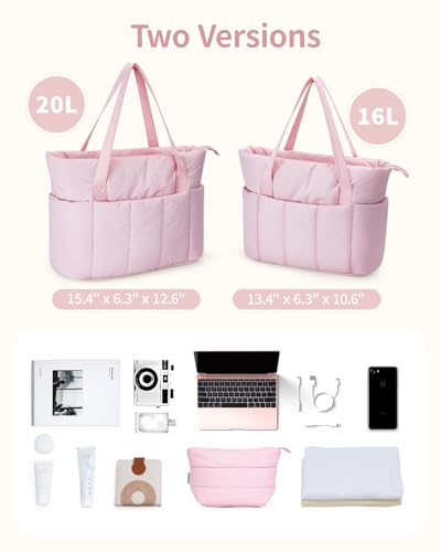 Image of Narwey Puffer Tote Bag for Women Girl, Puffy Travel Gym Shoulder Handbag