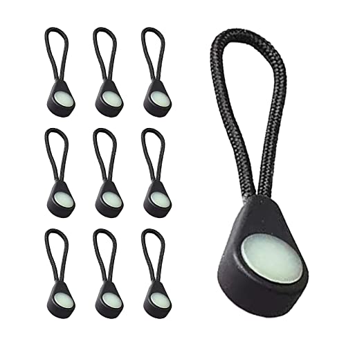 Pack of 10 Luminous Zipper Pulls Universal Zipper Cord Useful Zipper Extensions Backpacks, Luggages, Wallets, Jackets