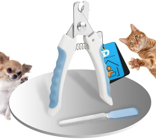 DZSEE Cat & Dog Nail Clippers with Safety Guard 2Pcs, Professional Pet Nail Clippers for Cats, Kitten Nail Clipper, Cat Claw Clippers,Sharp and Safe,Cat Claw Trimmer Includes Nail File Blue
