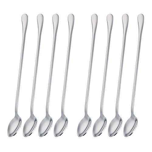 LIANYU Long Handle Spoon Set of 8, Stainless Steel Mixing Spoon, Stirring spoon, Ice Tea Coffee Stir Spoon for Bar Restaurant Home Use, 7 3/4 Inches