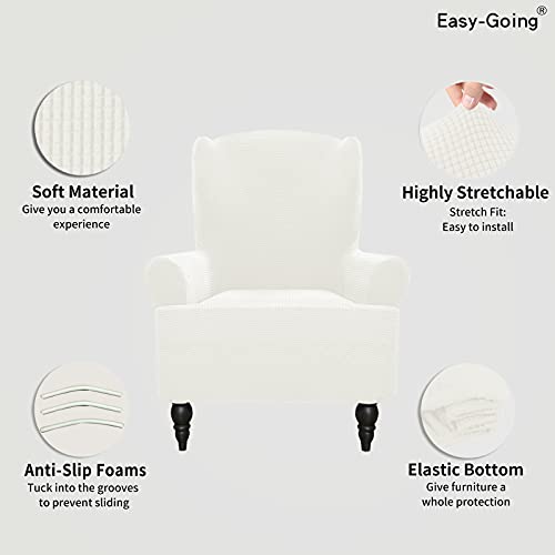 Image of Easy-Going Stretch Wingback Chair Sofa Slipcover Cream
