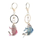 Healvian 2 Stück pack Glitzernde Koi Fisch Schlüsselanhänger aus Strass Süße Mädchenhafte Taschen und Handtaschenanhänger für Freundschaft Geschenk für Damen und Freunde Blau Pink