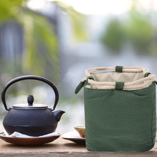 CALLARON Teapot Storage Bag Drawstring Storage Case Chinese Kung Fu Teaware Bag Portable Travel Tea Set Storage Bag Multi-Function Teacup Container 5.5 x 5.2 inch