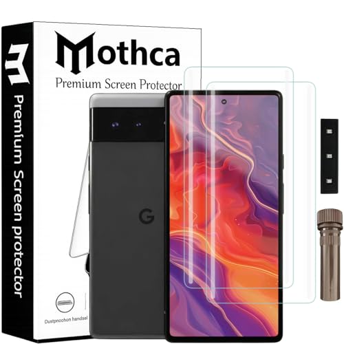 Image of Mothca Curved UV Tempered Glass Screen Protector for Google Pixel 6 Pro | Transparent | Pack of 2 | Borderless Full Screen Coverage with UV Installation Kit