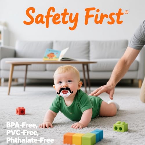 Image of Funny Baby Pacifiers,Mustache Pacifiers for Babies 0-18 Months,Baby Teeth and Vampire Pacifier Funny Pacifiers for Boys and Girls BPA Free