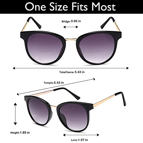 Vvdqella Bifocal Reading Sunglasses With Uv400 Protection Lens Metal Bridge For Men's & Women, Round Stylish Retro Outdoor Bifocal Readers (Grey, 1.0) #TOP1