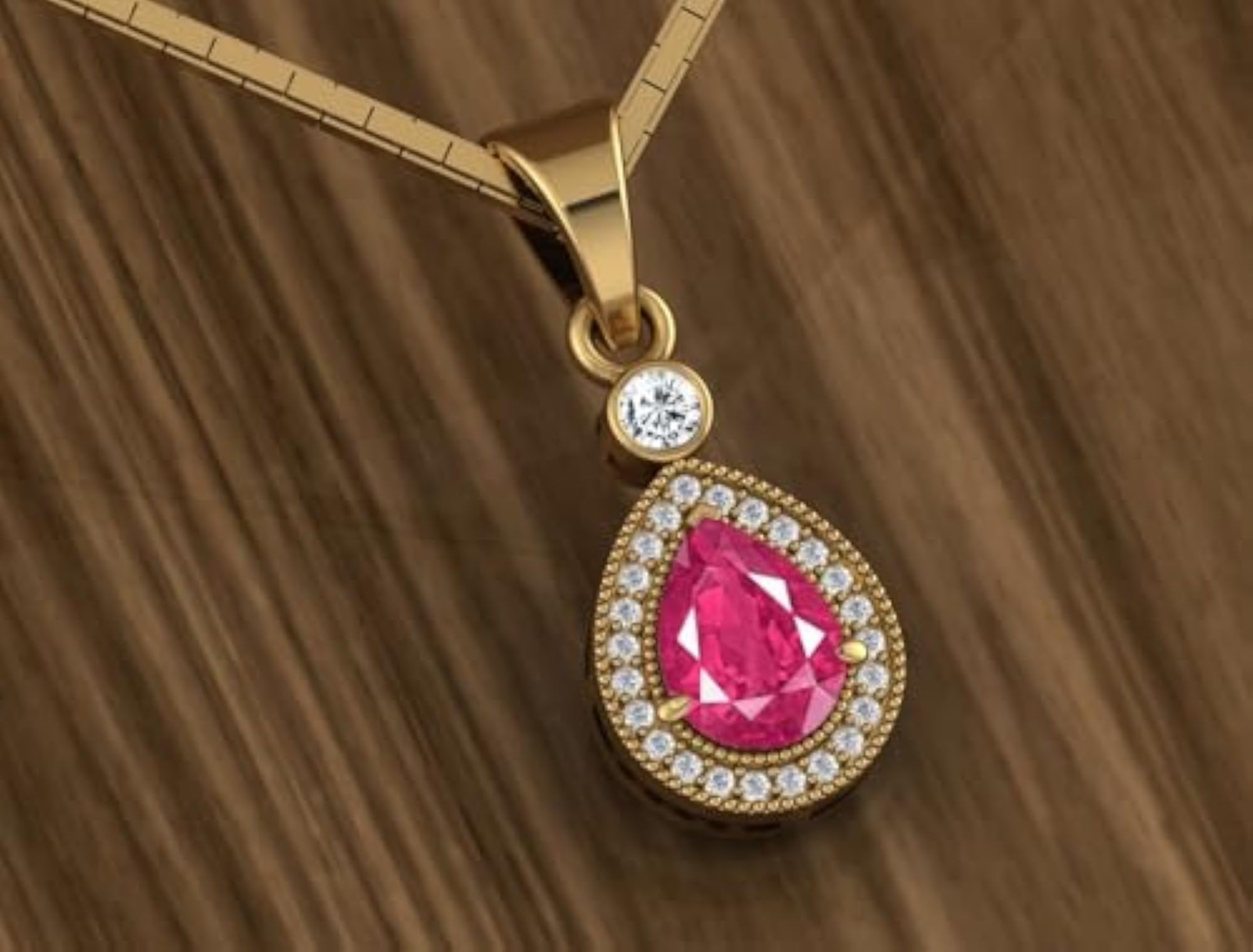 Pear Shape Multicolor Gemstone Gold Plated Pendant, Anniversary Gift