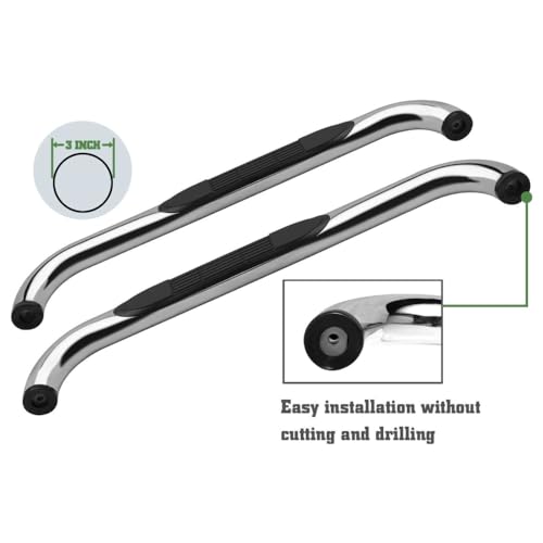 2pcs 3" estribos laterales redondos para F250/F350/F450 miniatura 4