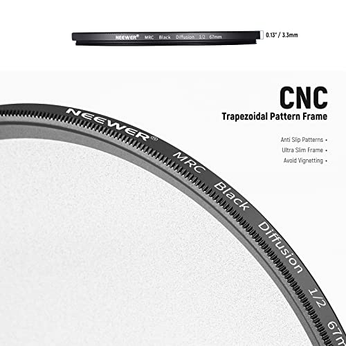 Neewer 67Mm Black Diffusion 1/2 Filter Mist Dreamy Cinematic Effect Filter Ultra Slim Water Repellent Scratch Resistant Hd Optical Glass, 30 Layers Nano Coatings For Video/Vlog/Portrait Photography #TOP6