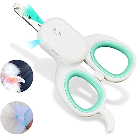 PAKEWAY Pet Nail Clipper with LED & -U-V Light, Cat Claw Trimmer with Ultra Bright LED Light for Nail Bloodline to Avoid Over Cutting, Sharp Angled Blade Grooming Tool for Dog Cat Rabbit Small Animals Cover