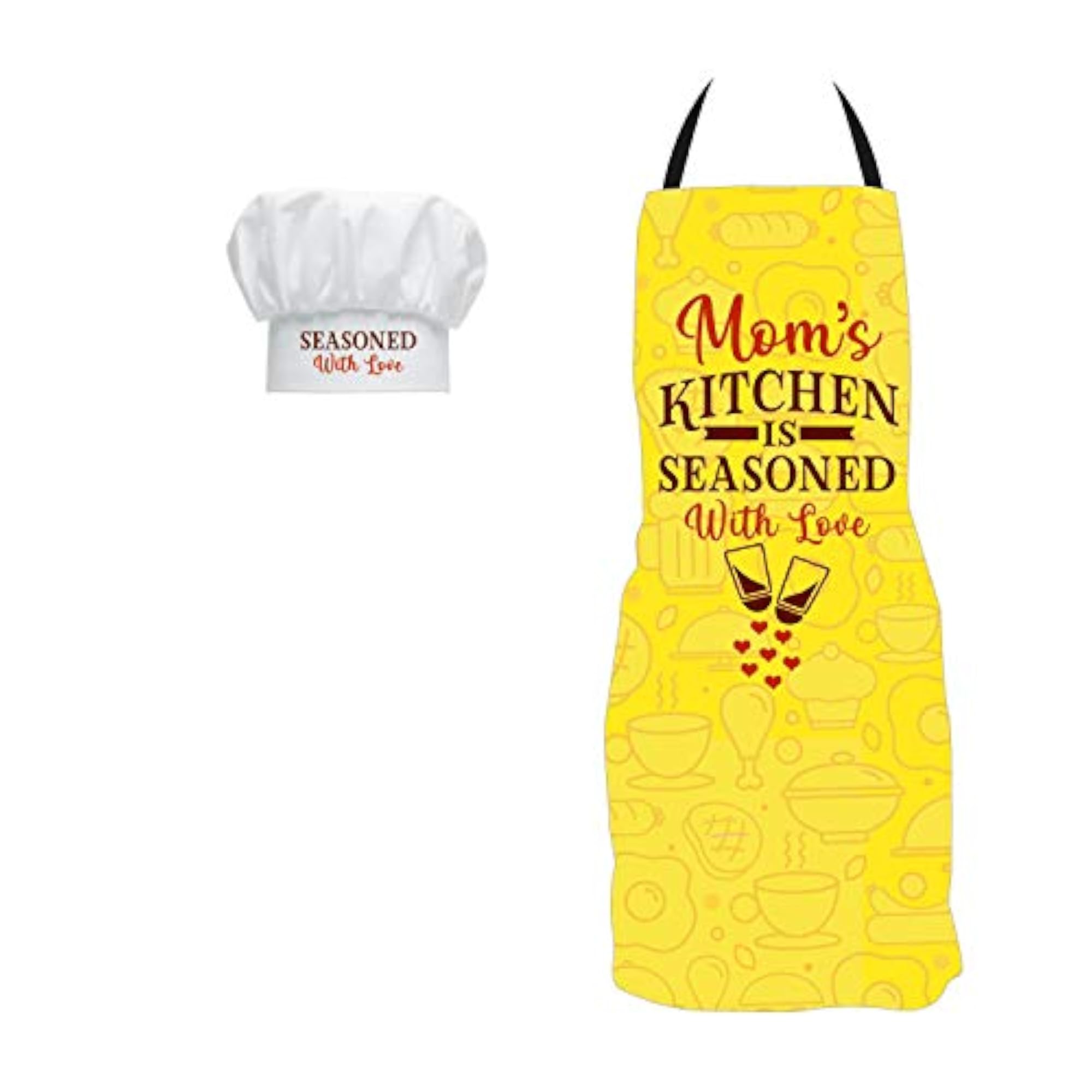 TheYaYaCafe Mom's Kitchen is Seasoned with Love Chef Apron with Chef Hat