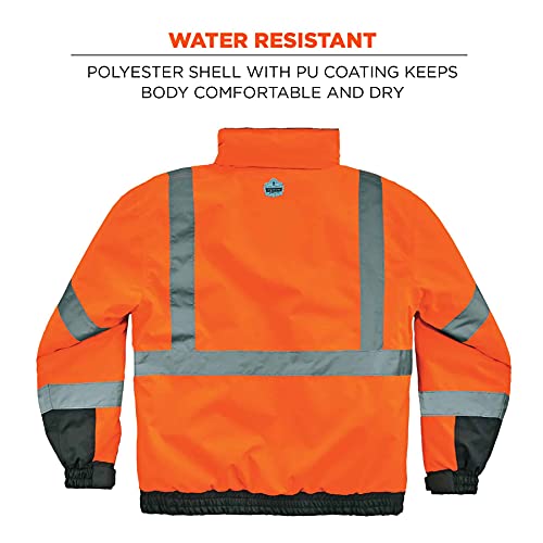 Ergodyne Unisex Adult High Visibility ,Reflective Quilted Insulation, Class 3, Type Hi Vis Winter Bomber Jacket, Orange, Medium Us #TOP1