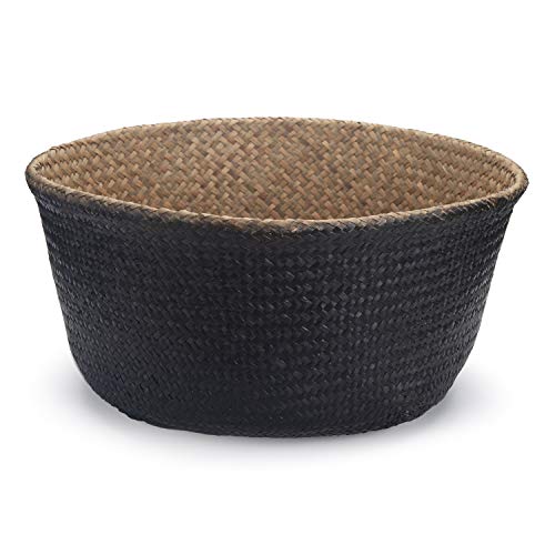 Miniatura 3 de Cesta Mimbre Decoracion Naturales Cesta Para Plantas Almacenaje Macetas Seagrass Negro