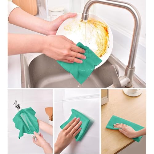 Image of LINEAR Microfiber Cleaning Cloth Roll | Kitchen Towel Roll | Cleaning Towels - Reusable and Washable Cloths for Kitchen, Washable and Reusable (20- Pack) 25 x 26 Cms (1, Green, Medium)