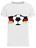 Deutschland Jungen Kinder Wende Pailletten Fussball WM EM 2021 Fan T Shirt 22513 Weiß 152