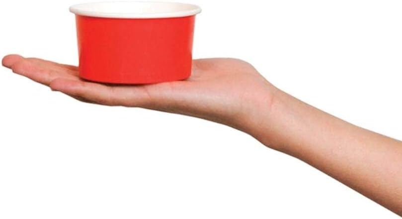 UNIQ 6 oz Solid Red Ice Cream Cups – Disposable Leak Resistant Paper Dessert Cups for Ice Cream, Frozen Yogurt, Gelato, Soup & Snacks – Takeout Cups for Parties, Catering - 1000 Pack