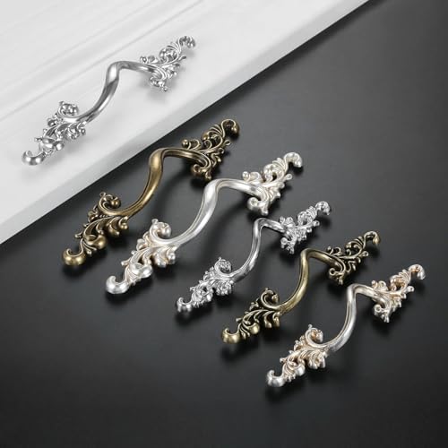 5 tiradores sencillos de 64mm en plata para muebles y cajones con tornillos 4